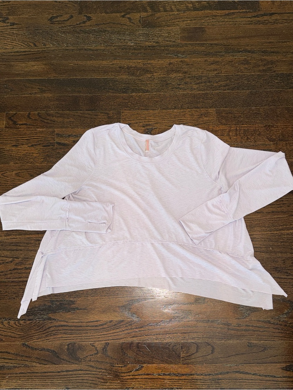 Free People Light Lavender Long Sleeve Layered Hem Tee